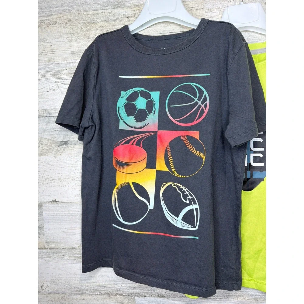 Gap Member's Mark T-Shirt Bundle Boys 7/8 M Gray Lime Sports Legend EUC
